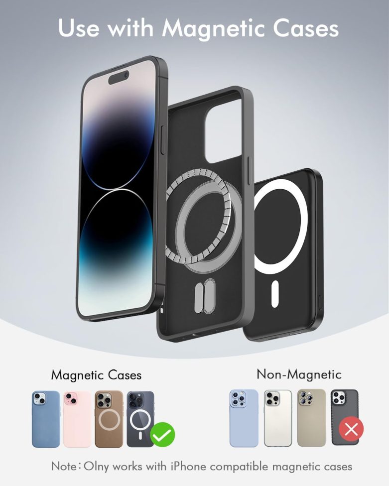 podoru for Magsafe Battery Pack, 5000mAh Magnetic Power Bank with Type-C Cable 20W PD Fast Charging Lighting Input Wireless Portable Charger for iPhone 16/15/14/13/12/ All Series-Black - Image 2