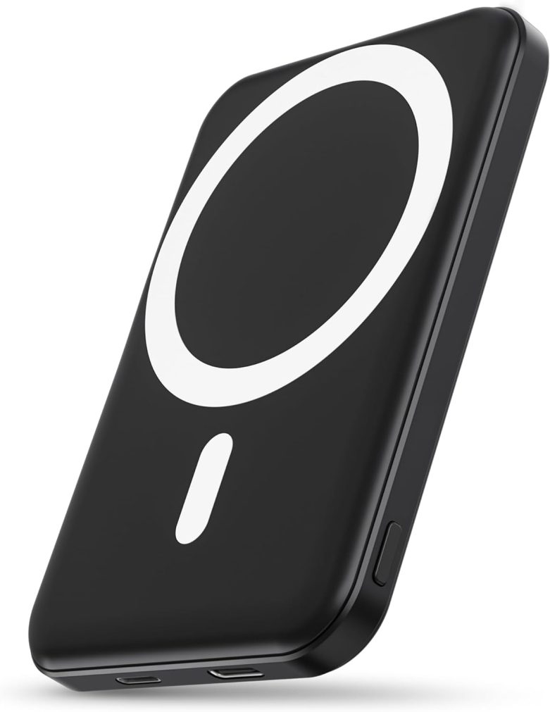 podoru for Magsafe Battery Pack, 5000mAh Magnetic Power Bank with Type-C Cable 20W PD Fast Charging Lighting Input Wireless Portable Charger for iPhone 16/15/14/13/12/ All Series-Black - Image 8
